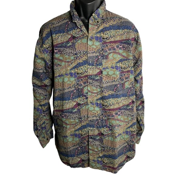 Shah Safari Other - Vintage 90s Shah Safari Button Down Shirt L Multicolor Long Sleeve Pocket Cotton
